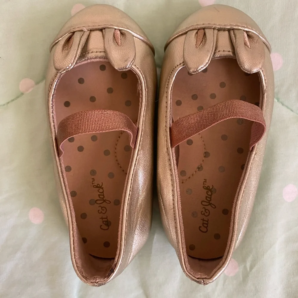 Toddler Baby Cat & Jack Girls Gold Bun Dress Shoes Size 5